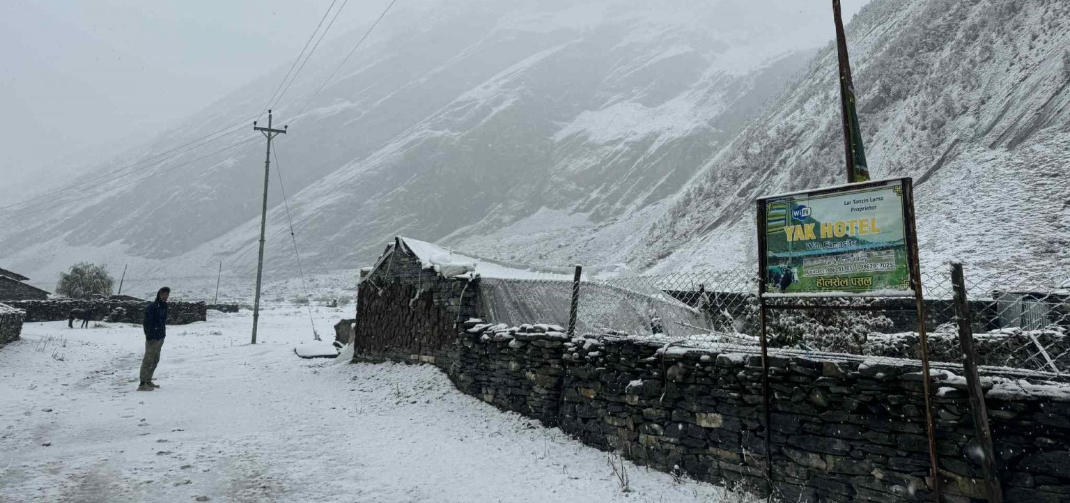 उत्तरी गोरखामा हिमपात : मनास्लु क्षेत्र प्रभावित