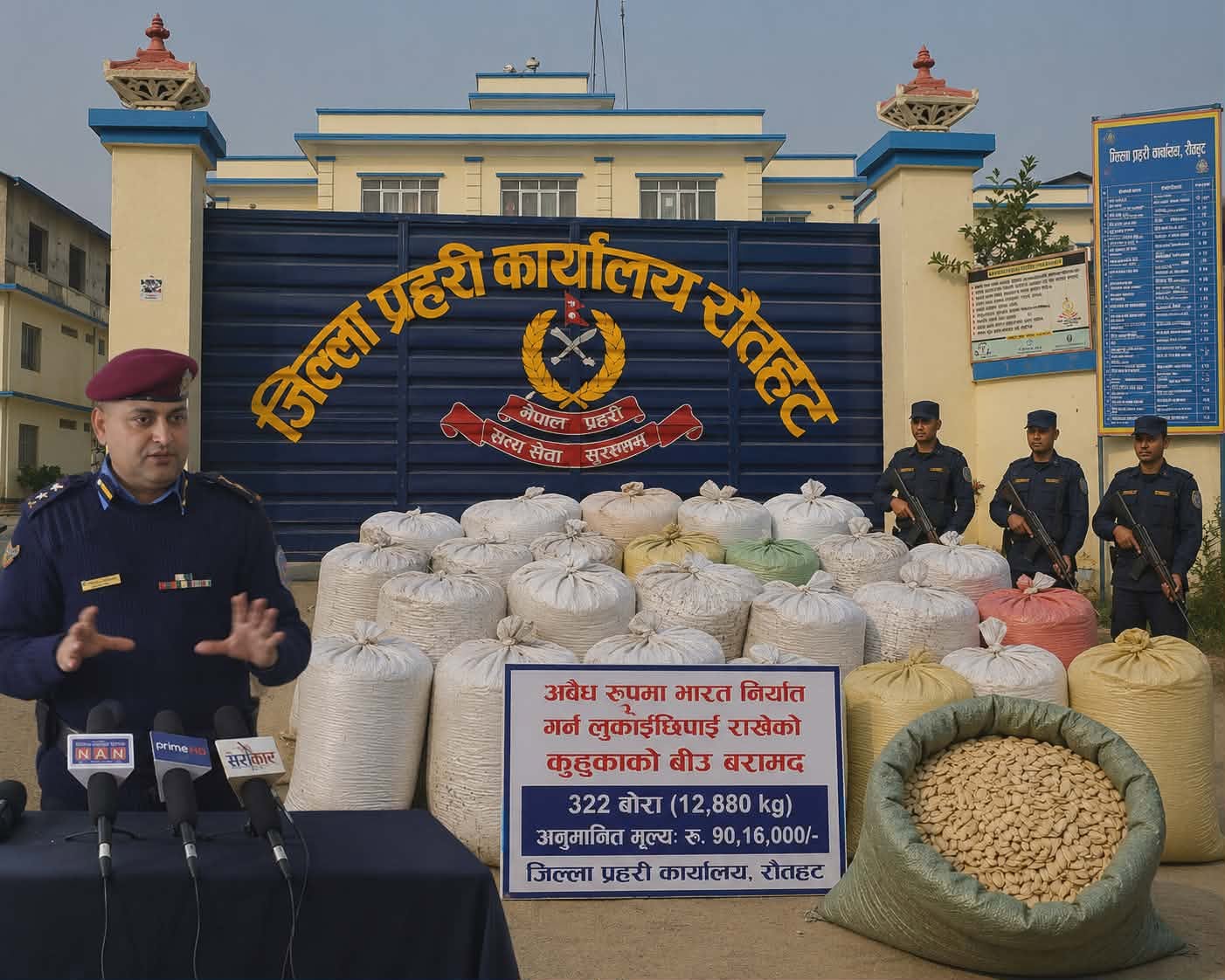 रौतहटमा ९० लाखभन्दा बढीको फर्सीको बिउ बरामद